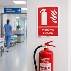 Indicator PSI pentru identificarea și localizarea rapidă a stingătorului de incendiu.